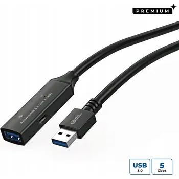 IP kamera USB prodlužovací kabel Microconnect 3.0, 15 m, černý