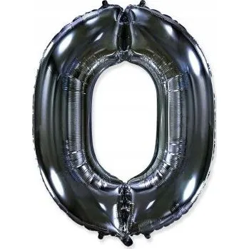 Balónek Foliový balónek Velká Číslice Černá 0 / 40" - 102 cm Flexmetal PACK