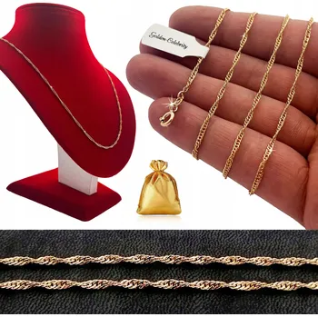 Řetízek ZLATÝ POZLACENÝ SILNÝ ŘETÍZEK SINGAPUR 45 CM Z CHIRURGICKÉ OCELI 18K