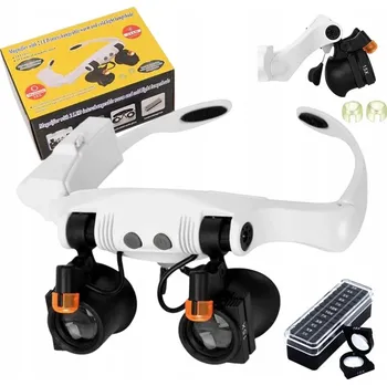 UNIVERZÁLNÍ LUPA BRÝLE ZVĚTŠOVACÍ HODINÁŘSKÉ SE 2 LED SVĚTLY