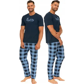 Pánské pyžamo Pánské pyžamo krátký rukáv kostkované kalhoty Moraj 3XL