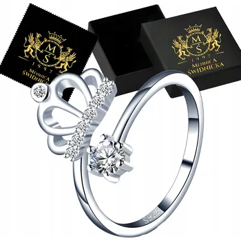 Prsten Korunka Prstýnek Stříbrný Univerzální Nastavitelný s Motivem Koruny Stříbro