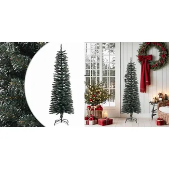 Vánoční stromek Zelený, umělý, štíhlý vánoční stromek se stojanem, 150 cm, PVC