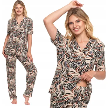 Dámské pyžamo DÁMSKÉ PYŽAMO KOMPLET VISKÓZA VLNITÝ VZOR MORAJ POHODLNÉ PLUS SIZE XXL