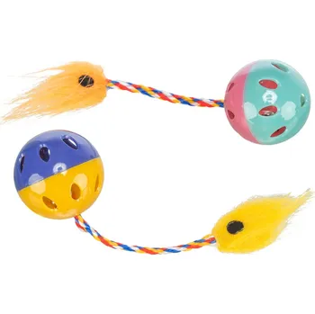Hračka pro kočku Trixie Míček chrastící s ocáskem 4 cm (2 ks)