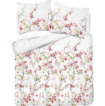 Povlečení Povlečení 220x200 bílé s růžovými květy - Satin Stories
