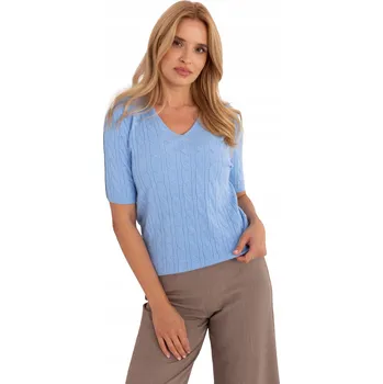 Dámský svetr Dámský svetr klasického střihu s krátkým rukávem a výstřihem do V