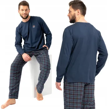 Pánské pyžamo KEY PÁNSKÉ PYŽAMO MNS 481 B25 XL TMAVĚ MODRÉ