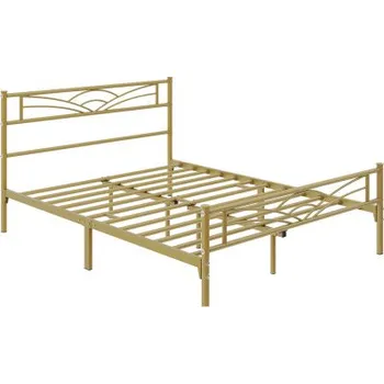 Postel Kovový rám postele 615079 antique gold 140x200, zlatá - A YAHEETECH
