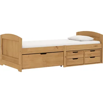 Obývací stěna Jednolůžko 90x200 cm MARY z masivu borovice se zásuvkami, vosk