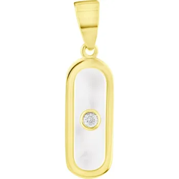 Přívěsek GEMMAX Zlatý přívěsek s perletí a zirkonem MS - větší – zlatý šperk ryzosti 585/1000 v Dárkovém balení s Certifikátem GLPYL-03844