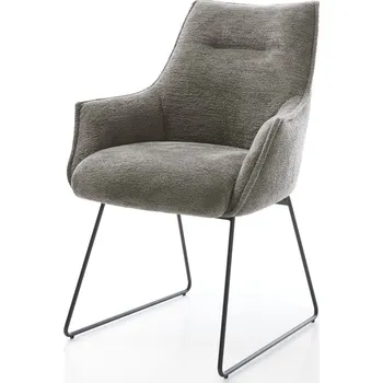 Jídelní židle DELIFE Jídelní židle Alja-Flex s područkami bouclé měkký tmavě béžová tenká podnož černá taštičkové pružiny