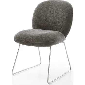 Jídelní židle DELIFE Jídelní židle Nube-Flex bouclé měkký tmavě béžová tenká podnož nerezová ocel taštičkové pružiny