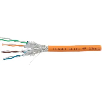 Síťový kabel PLANET Elite kabel FTP, drát, Cat 6a, 4pár, 600MHz, LS0H, stíněný každý pár, oranžový, Dca, balení 80m