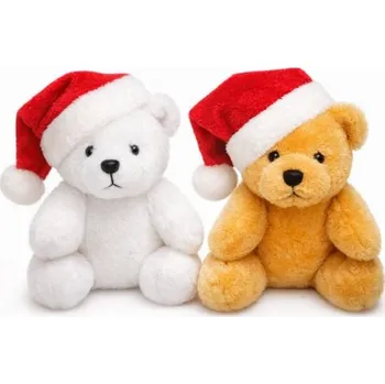plyšák Roztomilý plyšový medvídek s čepicí Mikuláše ve dvou barvách
