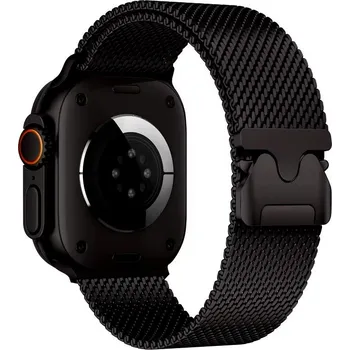 Příslušenství k chytrým hodinkám Ocelový milánský tah se sponou pro Apple Watch 42/44/45/46/49mm Barva: Temně černá