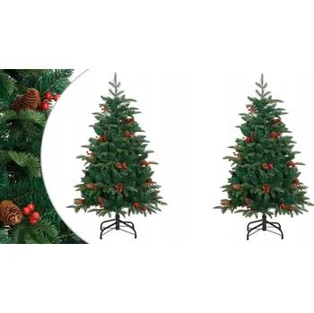 Vánoční stromek 120 cm, Umělý vánoční stromek na pantu s šiškami a bobulemi