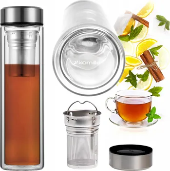 Termoska Kamille Termoska skleněná s nerezovým sítkem na čaj 450 ml