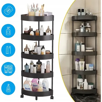 Obývací pokoj ROHOVÁ POLICE DO SPRCHY KOUPELNOVÁ KUCHYŇSKÁ NA KOLEČKÁCH REGÁL 5 PATROVÁ