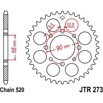 Řetězová sada pro motocykl Řetězová rozeta JT JTR 273-45 45 zubů, 520