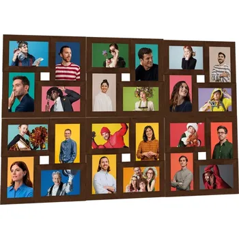 Rám na obraz vidaXL Kolážový fotorámeček na 24 obrázků (10 x 15 cm) MDF [332790] Barva: tmavě hnědá