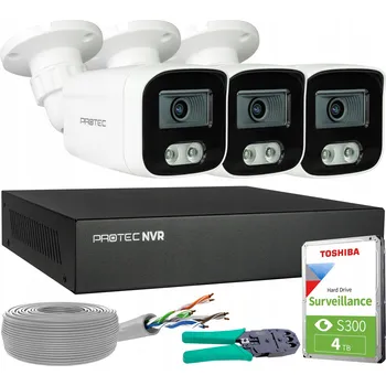 IP kamera Sada monitoringu 3 IP kamery 8MP PoE Mikrofon Detekce lidí HDD 4TB