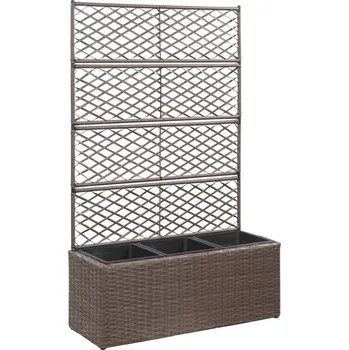 Vyvýšený záhon vidaXL Vyvýšený záhon s treláží 3 květníky 83x30x130cm polyratan hnědý