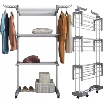 Sušák na prádlo SKLÁDACÍ SUŠÁK NA PRÁDLO, 3-PATROVÝ, STOJAN NA SUŠENÍ (ŠEDÝ)