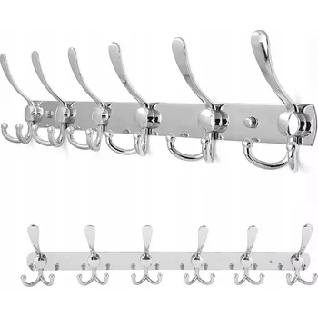 Věšák VĚŠÁK NA STĚNU DO PŘEDSÍNĚ NA OBLEČENÍ BUNDY KLASICKÝ OCEL STŘÍBRNÝ