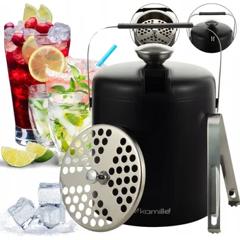 Chladič na víno KBELÍK NA LED ČERNÝ nádoba nádobka na chlazení + kleště KAMILLE