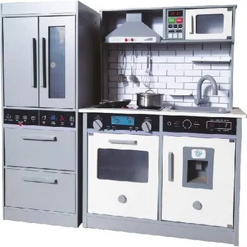 Dětská kuchyňka Velká Dřevěná Kuchyňka pro Děti Cook'N'Roll moderní šedá lednice