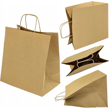 Nákupní taška PAPÍROVÉ TAŠKY S KROUCENÝM UCHEM 36x33x32 cm VELKÉ DÁRKOVÉ 5 ks