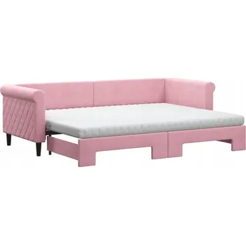 Pohovka Rozkládací pohovka 2 v 1 s matracemi, růžová, 229 x 90 x 68 cm