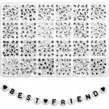 Dětské navlékací korálky MEGA SADA KORÁLKY BÍLÉ PÍSMENA PÍSMENKA ABECEDA