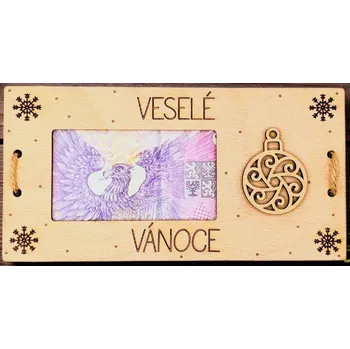 Dekorace z Řečice Dřevěné přání na peníze 10 x 20 cm veselé vánoce