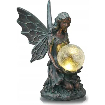 Zahradní dekorace Zahradní Dekorace Figurka Víly Solární Osvětlení LED Koule 33 cm
