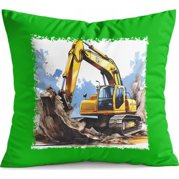 Polštář POLŠTÁŘ ZELENÝ DÁREK – STAVEBNÍ STROJE