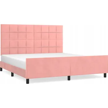 Postel Rám postele s čelem, růžová, 203 x 166 x 118/128 cm, samet