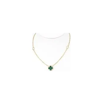 Náhrdelník Náhrdelník zlatý Čtyřlístek malachit - délka 45cm