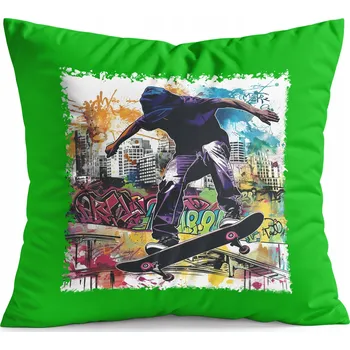 Polštář POLŠTÁŘ ZELENÝ DÁREK – SKATEBOARD SKATE SPORT OLLIE