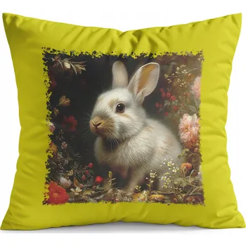Polštář POLŠTÁŘ ŽLUTÝ DÁREK - KRÁLIČÍ ZVÍŘATA