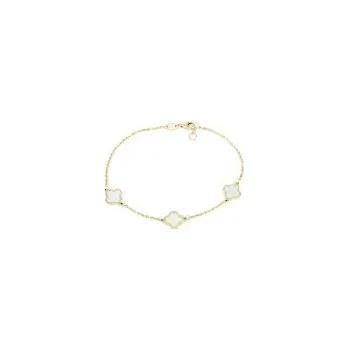 Náramek Náramek zlatý Čtyřlístky perleť - délka 18cm