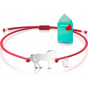 Náramek Náramky na šňůrce, náramek pro štěstí, červený, kůň, stříbro 925