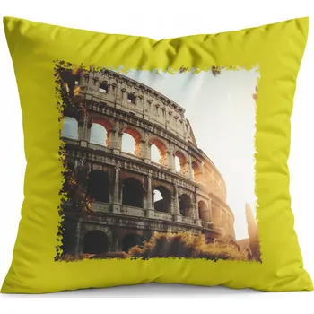Polštář POLŠTÁŘ ŽLUTÝ DÁREK – ŘÍM KOLOSEUM PAMÁTKA VÝHLED KRÁSNÝ