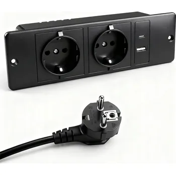 Elektrická zásuvka Skrytá zásuvka do desky, černá, 2M