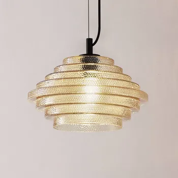 Svítidlo Lindby závěsné světlo Orliana, Ø 35 cm, jantarová, sklo jantarová, černá 1 x 15 W LED - Doprava zdarma