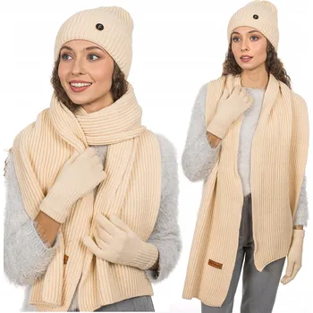 Čepice Krémová Sada: Čepice, Šála a Rukavice 3v1 - Zimní Teplá Sada