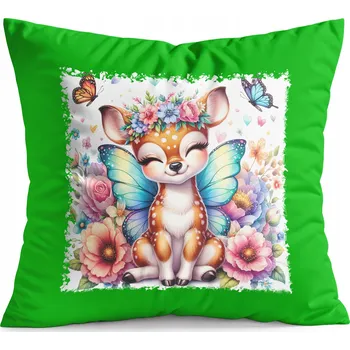 Polštář POLŠTÁŘ ZELENÝ DÁREK – DIVOKÁ LESNÍ ZVÍŘATA SRNKA