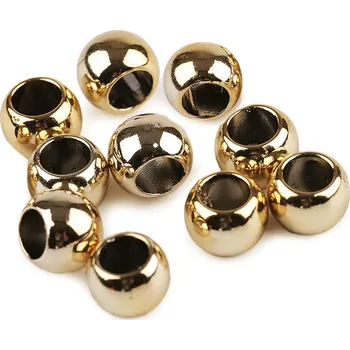 Dětské navlékací korálky Plastové korálky Metalic s velkým průvlekem 8x10 mm, střední, 4 zlatá
