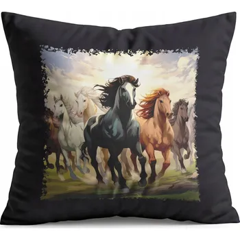 Polštář POLŠTÁŘ ČERNÝ DÁREK - KŮŇ KONĚ JÍZDA NA KONI HOBBY HORSE